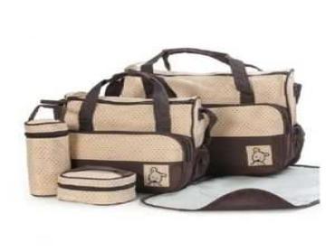 5 In 1 Baby Diaper Bag-Brown Polka
