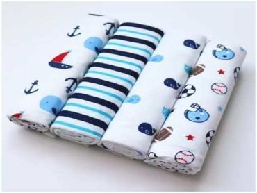4Pcs Cute Printed Pure Cotton Baby Boy Shawl