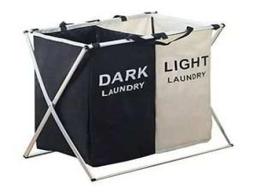 2 Compartments Lights And Darks Foldable Washing Basket