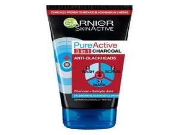 Garnier Pure Active 3 In1 Charcoal Anti Blackhead Mask Wash Scrub -150ml