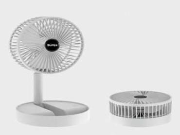 Retractable Floor Standing Fan-Style: Rechargeable (White)