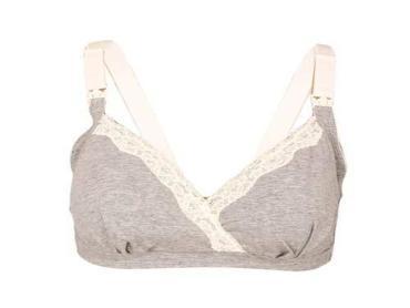 Fashion Grey With Cream Lace Nursing / Breastfeeding Bra