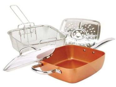 Copper Chef NonStick Deep Square Frying/Cooking Pan With Lid
