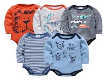 Fashion 5PCs Cutest Baby Newborn Cotton/ Long-sleeve Baby Boy Onesies