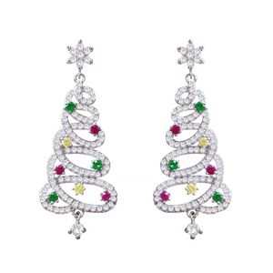 Fashion Colourful Tree Earrings-Silver