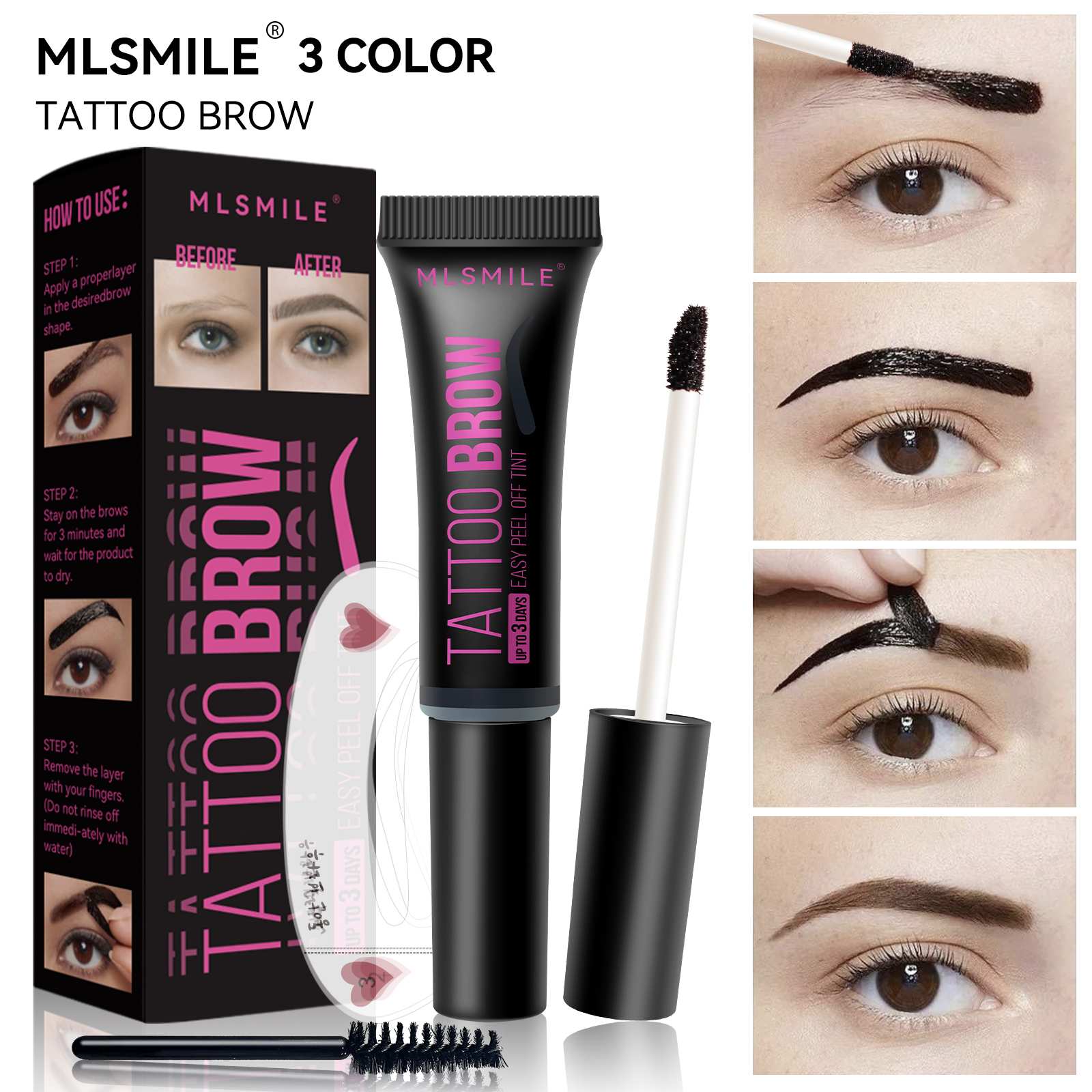 Semi Permanent Brow Tint - Waterproof Long Lasting Tattoo Eyebrow Gel