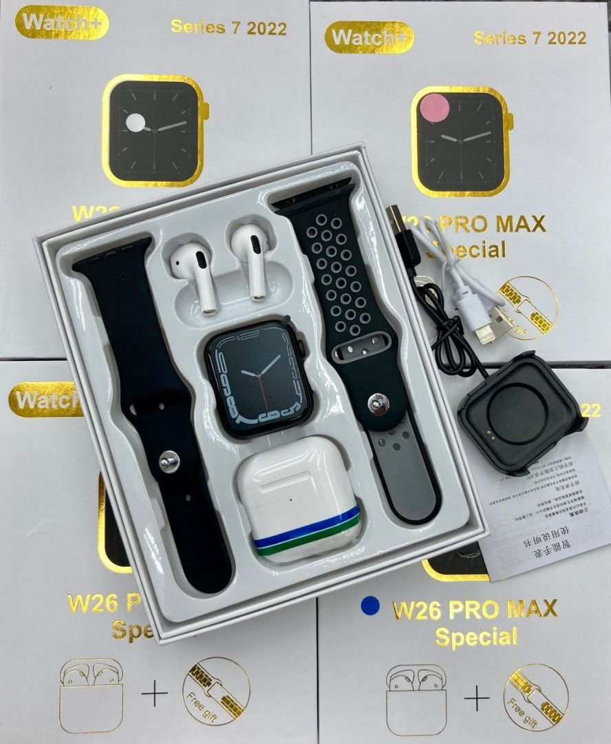 W26 ProMax Smart Watch with Free EarPods and Extra Straps